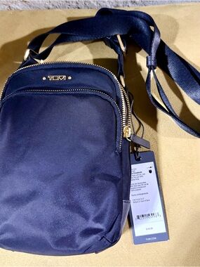 TUMI Voyageur Ruma Crossbody Bag Black with Gold-Tone Accents